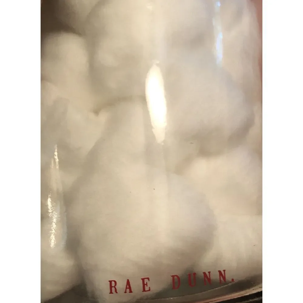 New Sealed Rae Dunn Merry Christmas Cotton‎ Ball Jar With Lid 60 Balls